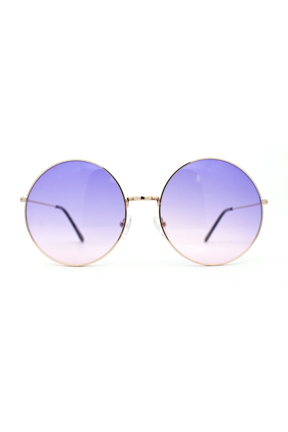 Classic Oversize Joplin Style Hippie Round Circle Lens Sunglasses Gold - Purple Pink