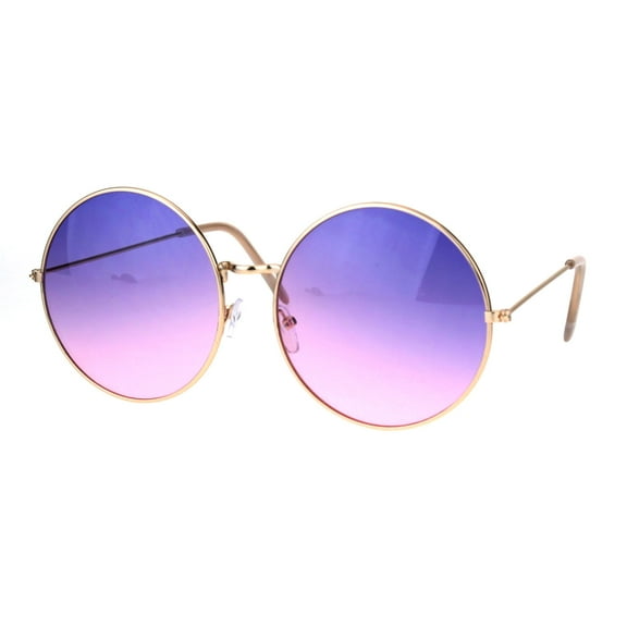 Classic Oversize Joplin Style Hippie Round Circle Lens Sunglasses Gold Purple Pink