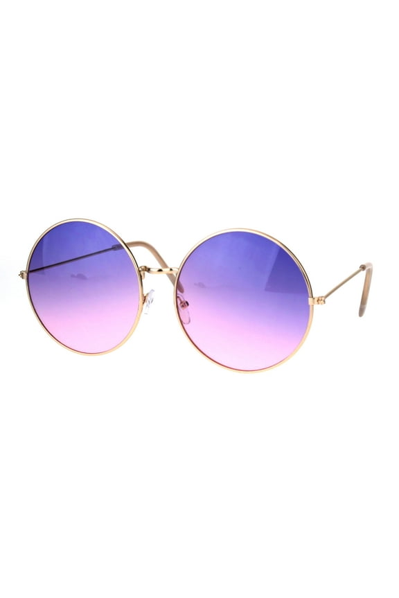 Classic Oversize Joplin Style Hippie Round Circle Lens Sunglasses Gold Purple Pink