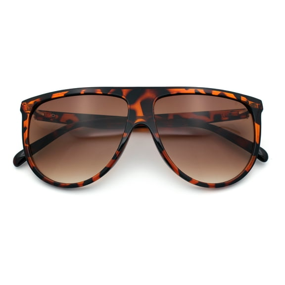 Classic Oversized Flat Top Oversized Thin Plastic Racer Fashion Sunglasses Tortoise - Brown