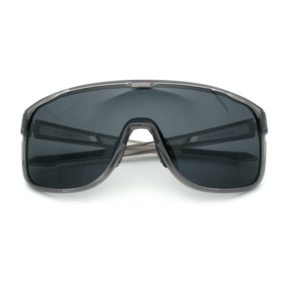 Classic Oversized Mens Shield Sport Plastic Minimal Color Mirror Lens Sunglasses Slate - Black