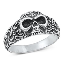 Classic Oxidized Biker Ring .925 Sterling Silver Band Jewelry Female Male Unisex Size 7