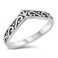 thumbnail image 1 of Classic Oxidized Swirl Tiara Ring .925 Sterling Silver Band Jewelry Female Male Unisex Size 10, 1 of 4