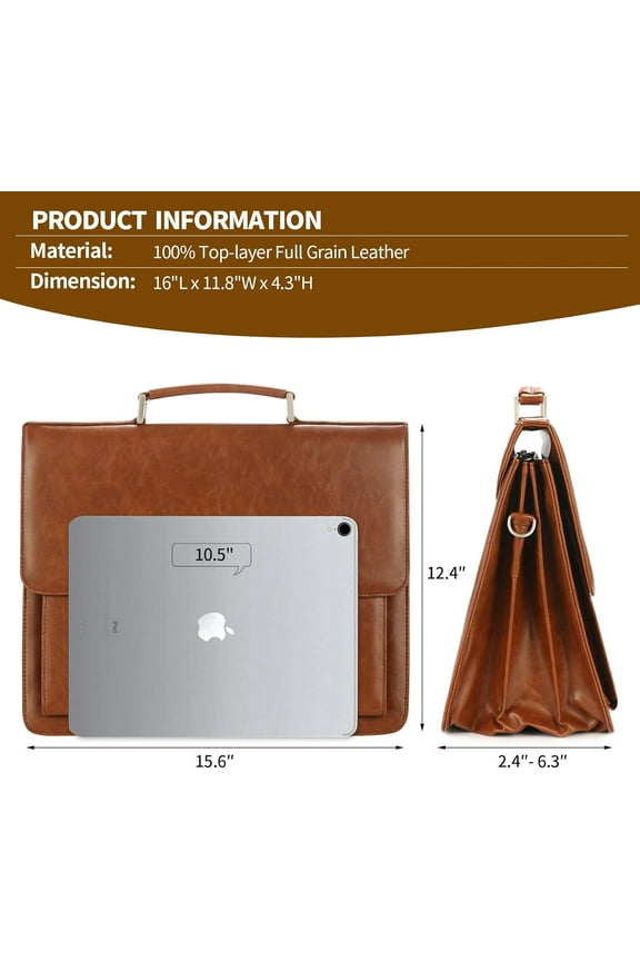 Classic PU Leather Briefcase for Men - Professional Business Messenger Bag