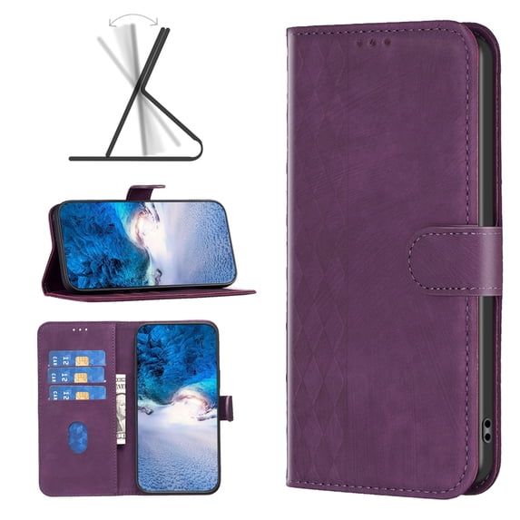 Classic PU Leather Flip Folio Case for Samsung Galaxy S25, Slim Wallet Case Cover with Card Holder & Stand Function Shockproof Protective Phone Case for Samsung Galaxy S25, Purple