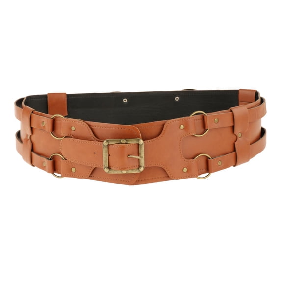 Classic PU Leather Waist Belt Costume with Metal Buckle Medieval Knight Belt for Gürtel Gelb