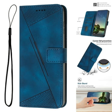 Classic PU Leather Wallet Case for Motorola Moto G 5G 2024, Card Slots Wrist Hand Strap Folio Cover with Stand Full Protection Shockproof Purse Phone Case for Moto G 5G 2024, Blue