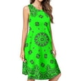 thumbnail image 1 of Classic Paisley Bandana, Neon Green, Purple and Black Spring Summer Dresses for Women Fashion T-shirt Dress Casual Sleeveless Loose Sundress with Pockets, 1 of 5