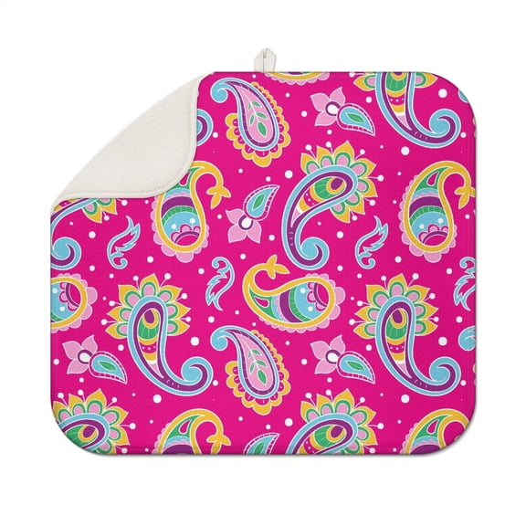 Classic Paisley Bohemian Coffee Mat – Durable Microfiber Spill Mat, Scratch Protection Dish Drying Pad for Coffee Makers and Counters