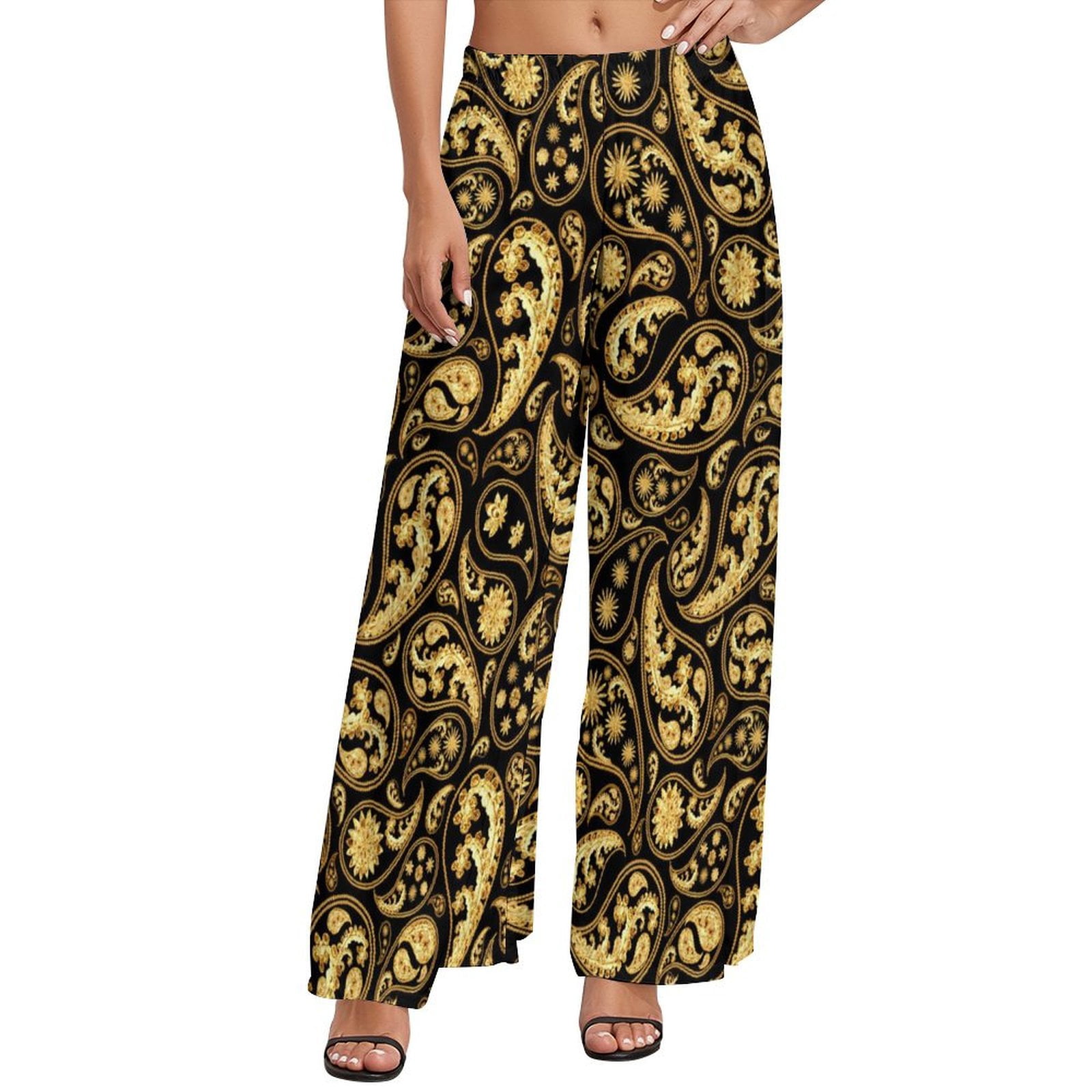 HIBISCUS W/PAISLEY PRINTED STRAIGHT ANKLE PANTS