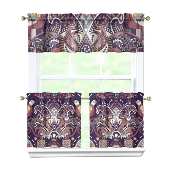 Classic Paisley Pattern Drapes - Triple Weave Blackout Curtains Set, Fits 54" Windows