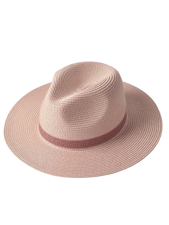 Classic Panama Boater Sun Hat For Summer Beach Outdoor Travel Wide Brim Elegant Woven Straw