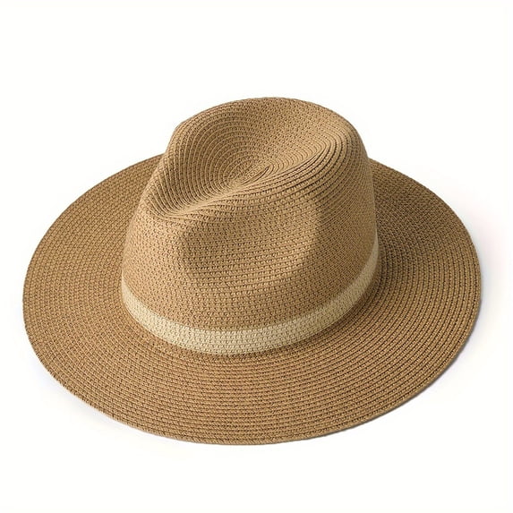 Classic Panama Hat for Outdoor and Travel - Wide Brim Boater Sun Hat for Beach Relaxation and Everyday Use, Khaki