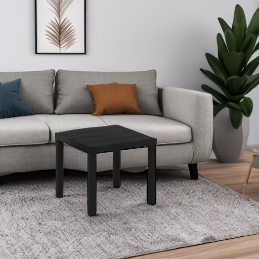 Classic Parsons Square Side Table, Single Piece, Black