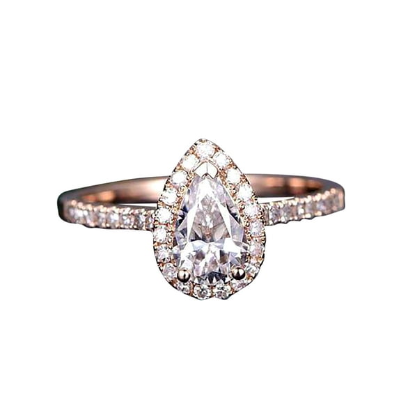 Classic Pear cut Halo 1.50 Ct Moissanite & Diamond Engagement Ring in Rose Gold