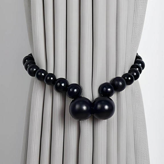 Classic Pearl Beaded Curtain Tiebacks, Elegant Beaded Curtain Holders, Djustable Magnetic Curtain Ties, Magnetic Window Holders with Strands for Sheer and Blackouts Drapes