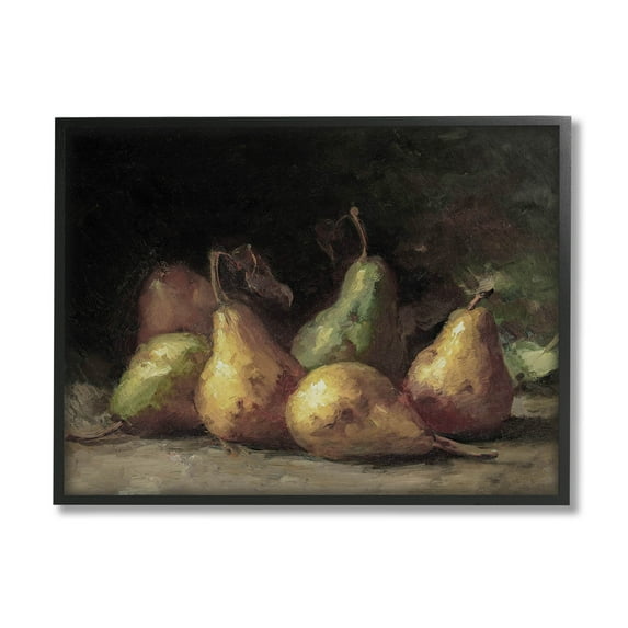 Classic Pears Still Life Food & Beverage Painting Black Framed Art Print Wall Art