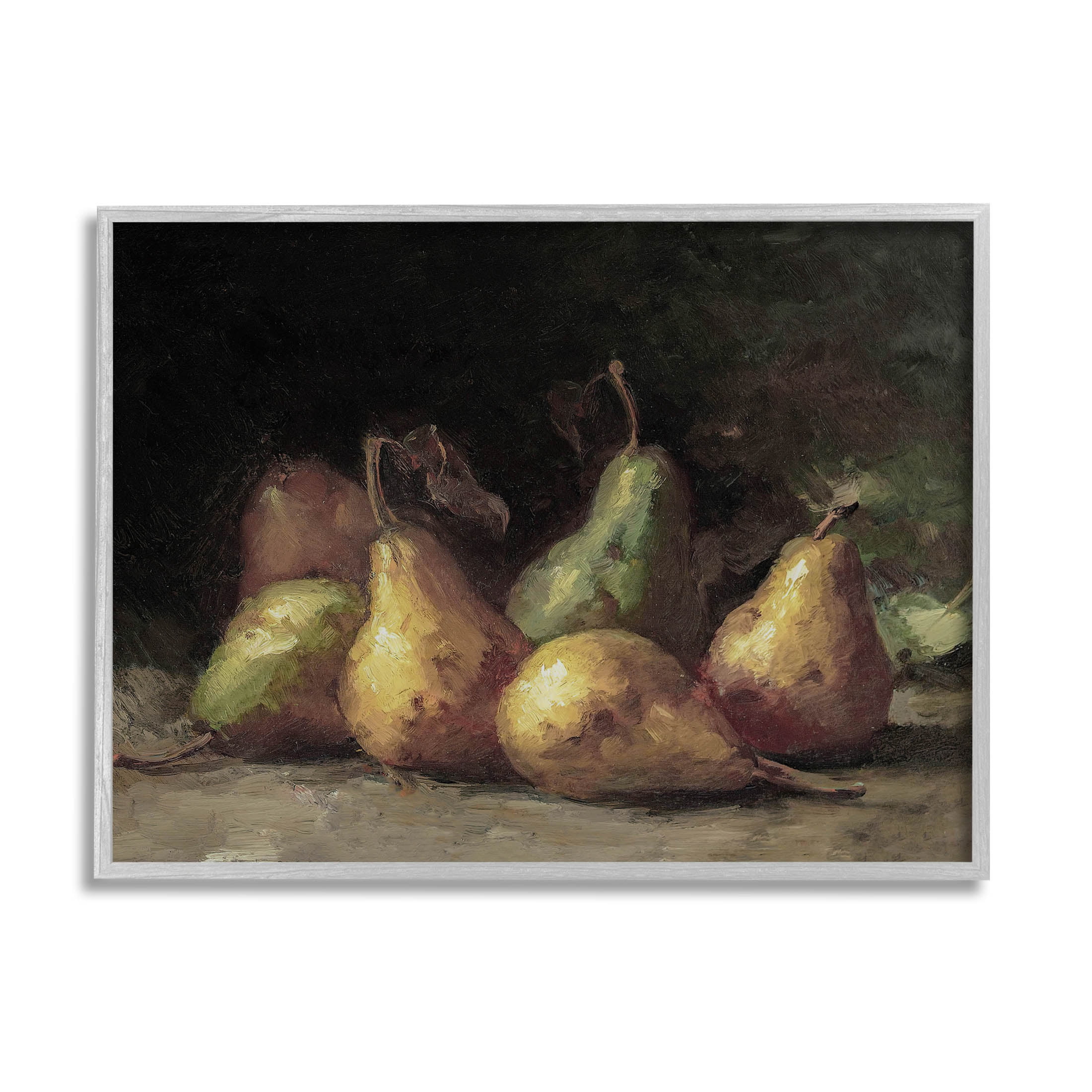 Classic Pears Still Life Food & Beverage Painting Gray Framed Art Print Wall Art