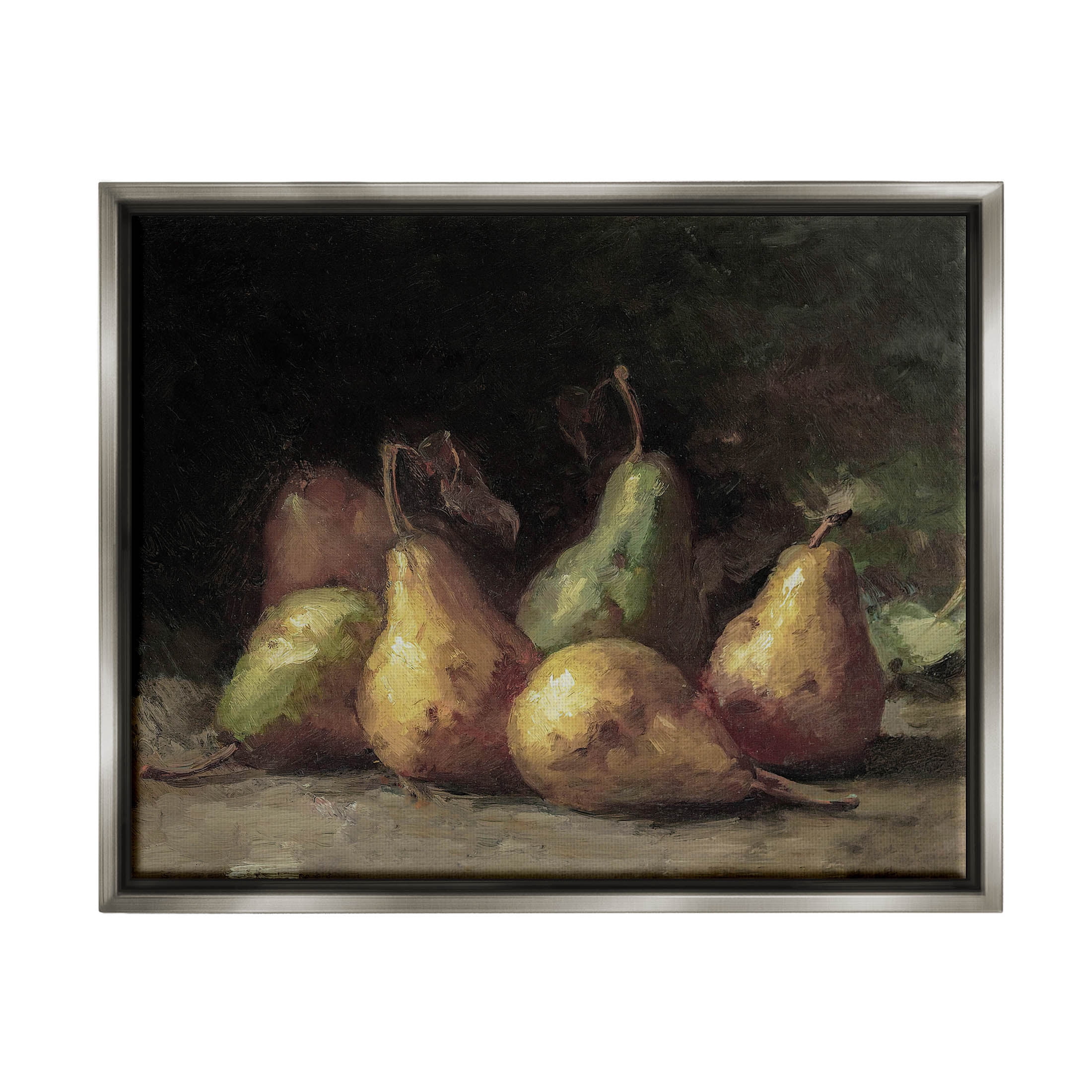 Classic Pears Still Life Food & Beverage Painting Luster Gray Framed Art Print Wall Art
