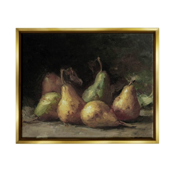 Classic Pears Still Life Food & Beverage Painting Metallic Gold Framed Art Print Wall Art