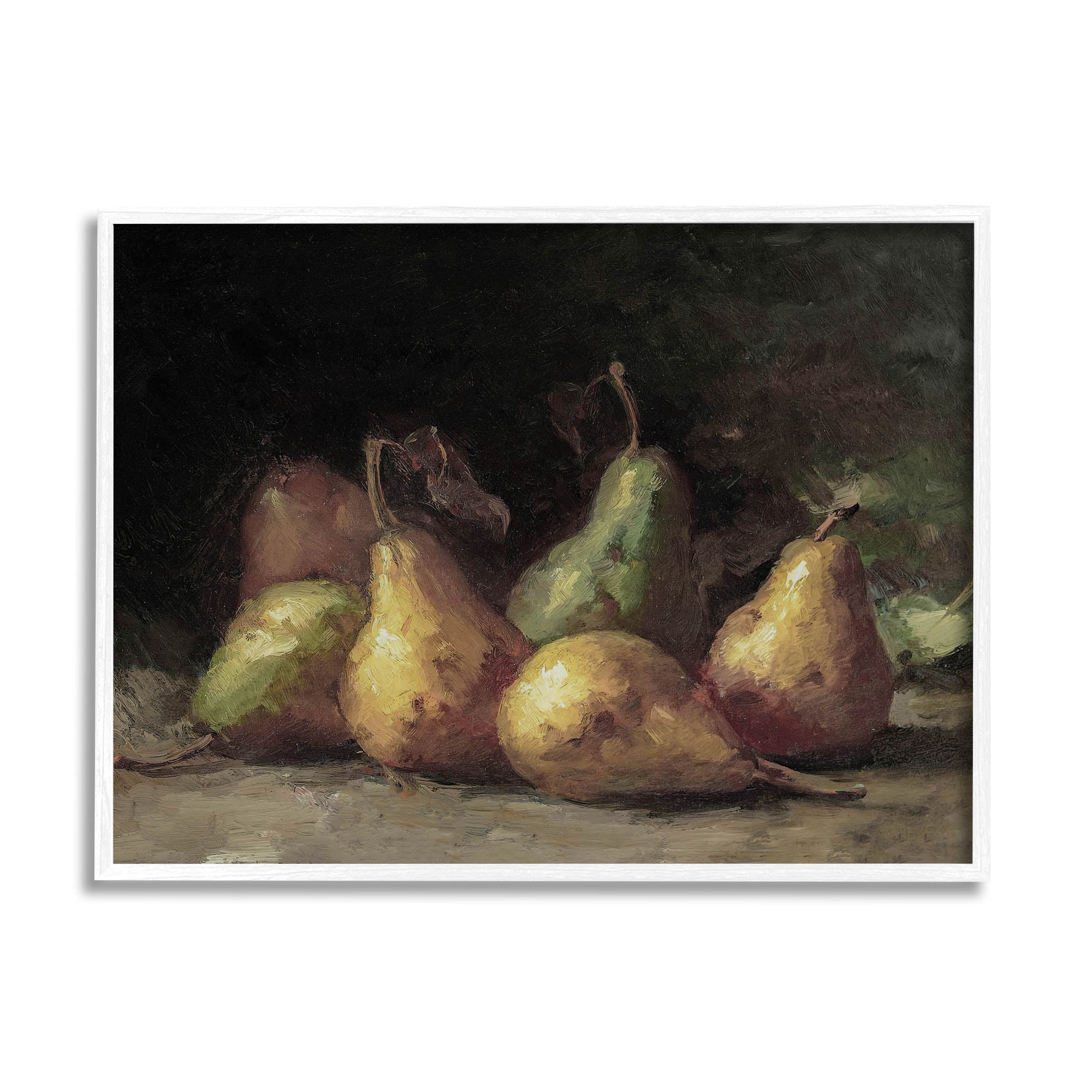 Classic Pears Still Life Food & Beverage Painting White Framed Art Print Wall Art