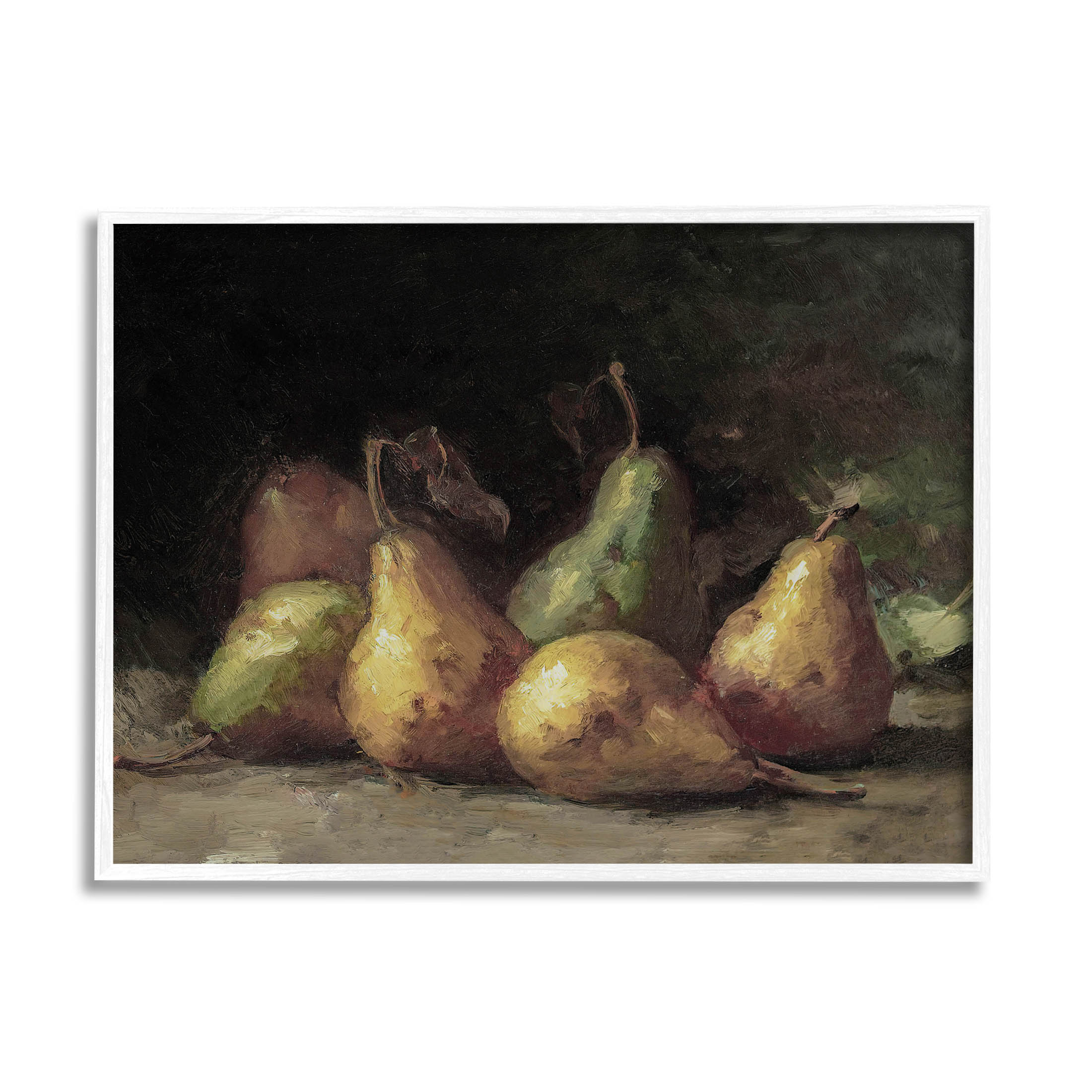 Classic Pears Still Life Food & Beverage Painting White Framed Art Print Wall Art
