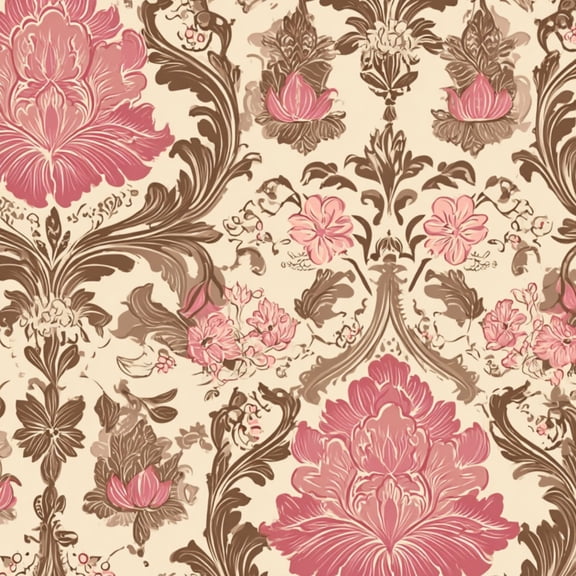 Classic Peel and Stick Wallpaper Floral Damask Soft Pink Brown romantic Beige Wall Mural 17.7in x 9.8ft Self Adhesive Removable Wall Paper Renter Friendly Wallpaper for Women Bedroom Livingroom