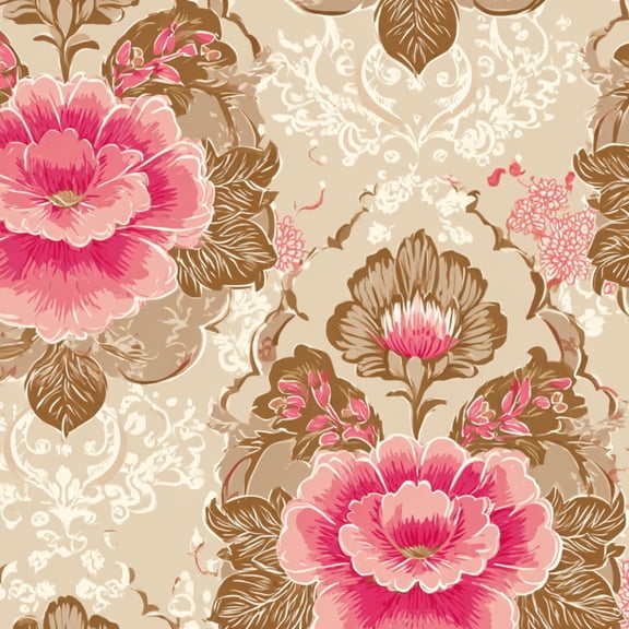 Classic Peel and Stick Wallpaper Vintage Floral Pink Roses Brown Accents romantic Wall Mural 17.7in x 9.8ft Self Adhesive Removable Wall Paper Renter Friendly Wallpaper for Women Bedroom Livingroom