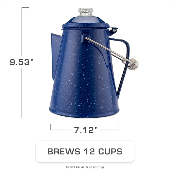 Classic Percolator Coffee Pot - Blue Enamel, 12 Cup
