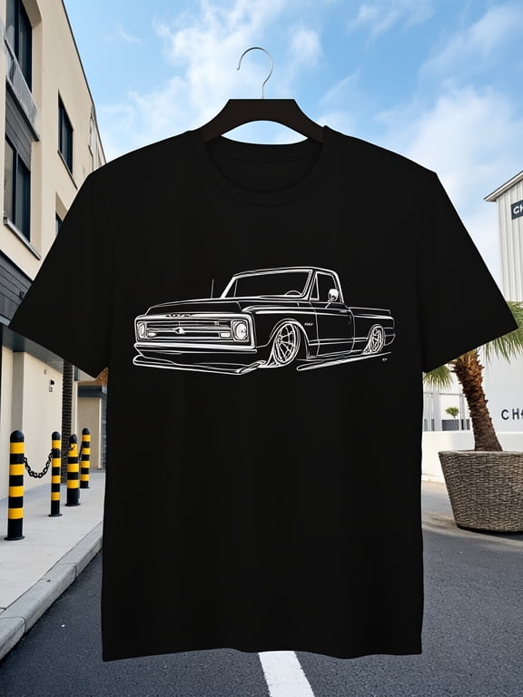 Classic Pickup Truck Graphic T-Shirt For Men Women Vintage Line Drawing Car Lover Gift Short Sleeve Tee