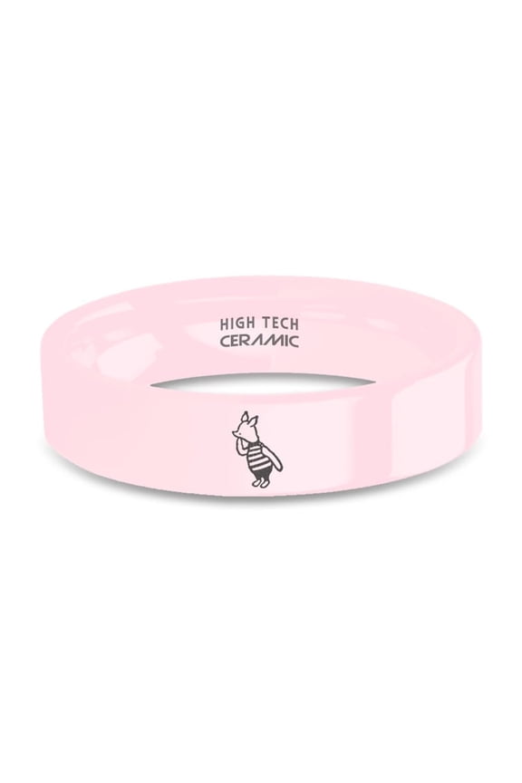Classic Piglet by Ernest Shepard Laser Engraved Pink Ceramic Ring, 6mm, Size 6.5