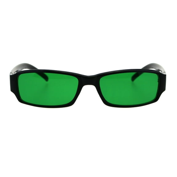Classic Pimp Pop Color Lens Plastic Rectangular Sunglasses Black Green