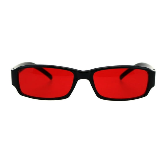Classic Pimp Pop Color Lens Plastic Rectangular Sunglasses Black Red