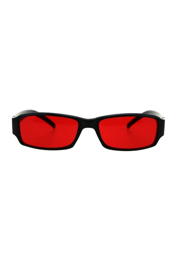 Classic Pimp Pop Color Lens Plastic Rectangular Sunglasses Black Red