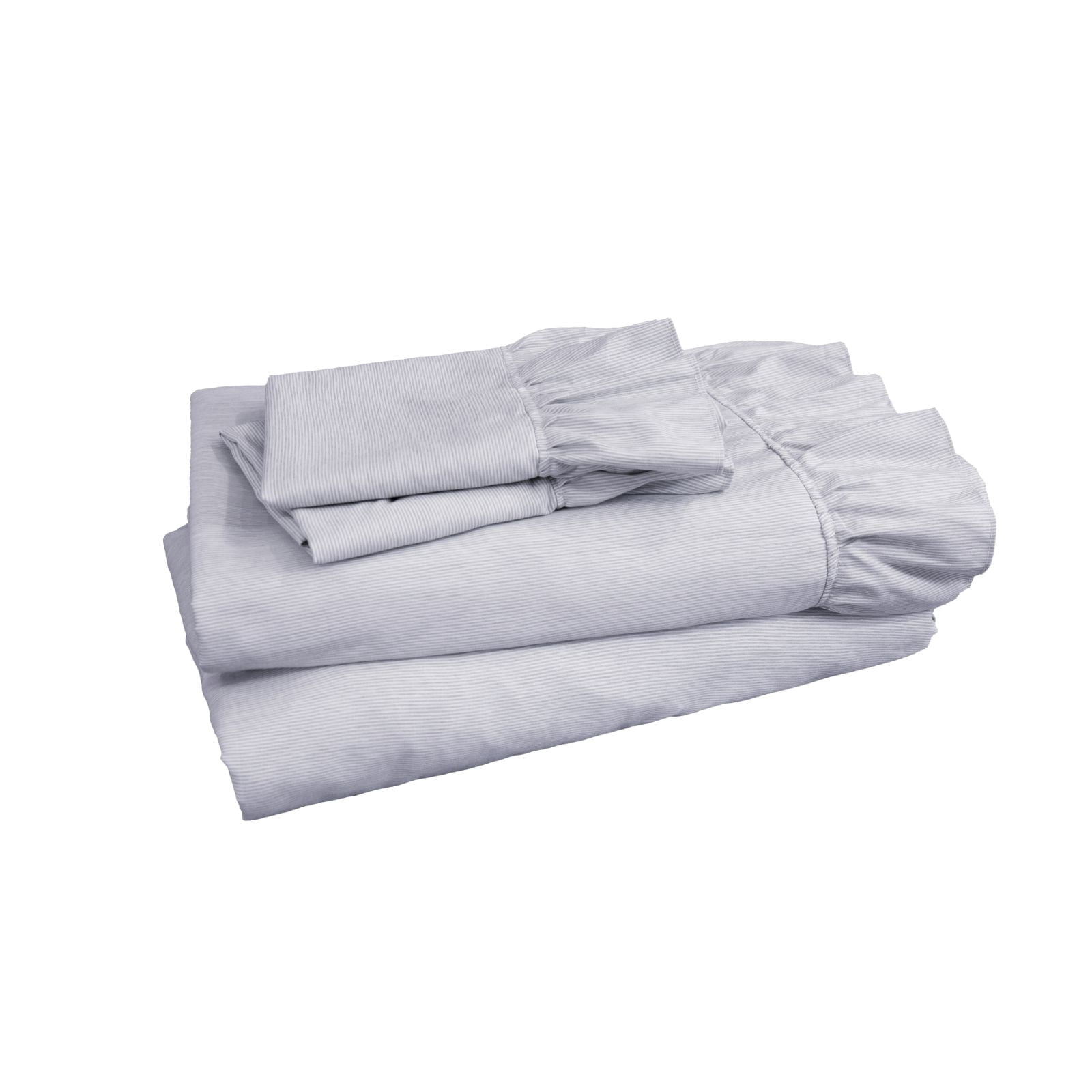 Pyxie Home Shabby Chic 4-Piece Blue Stripe Sheet Sets, Queen - Ruffle ...