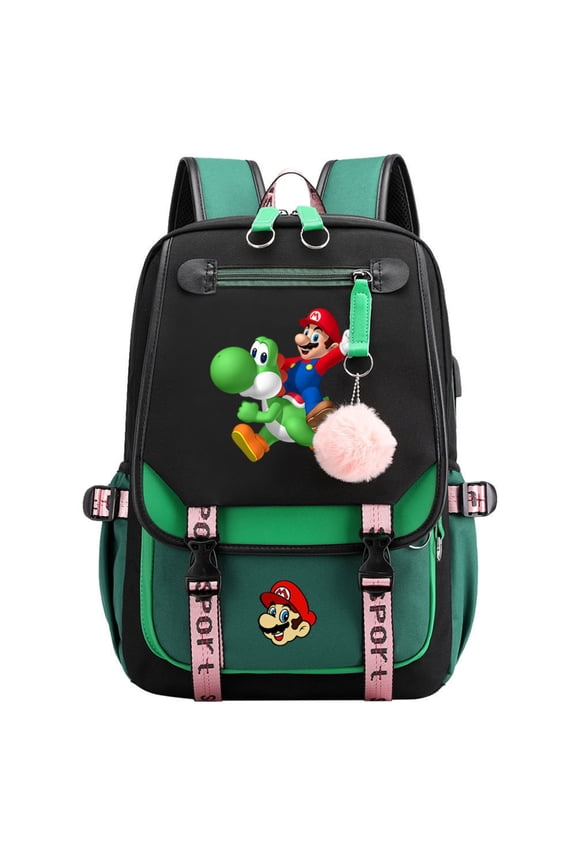 Classic Pixel Art Gaming Backpack - Large Capacity Retro Video Game Bookbag,Cartoon Character Canvas Daypack for School, Work & Outdoor Activities (Age 6+)