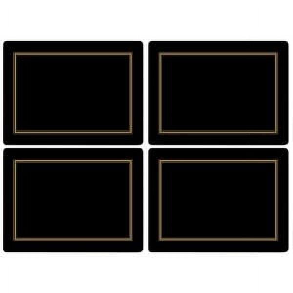 Classic Black and Gold Cork-Backed Hardboard Placemats Set