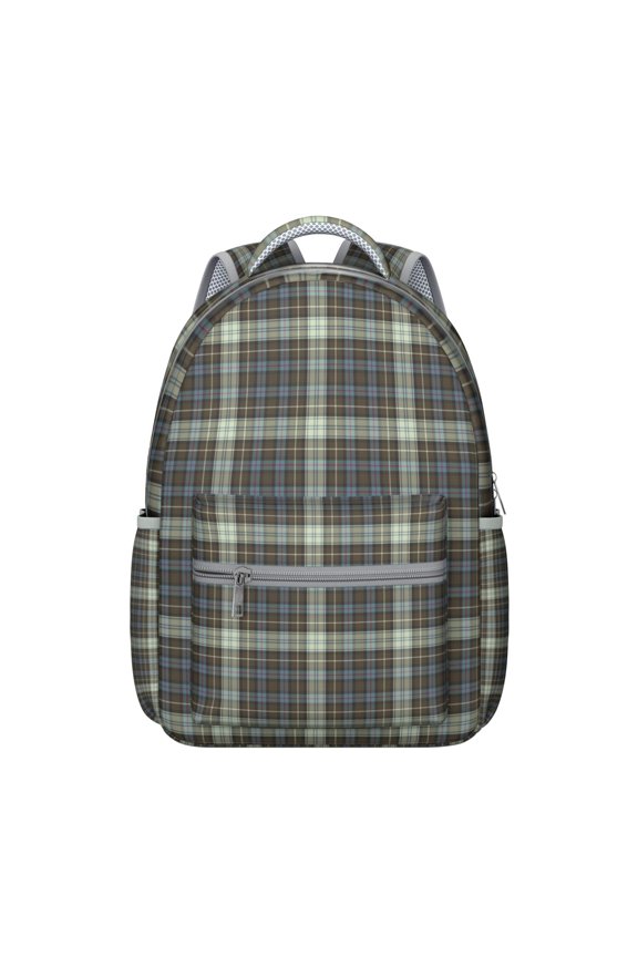 Classic Plaid Backpack Checkered Pattern and Moroccan Print Abstract Style School Bag for Student and Student