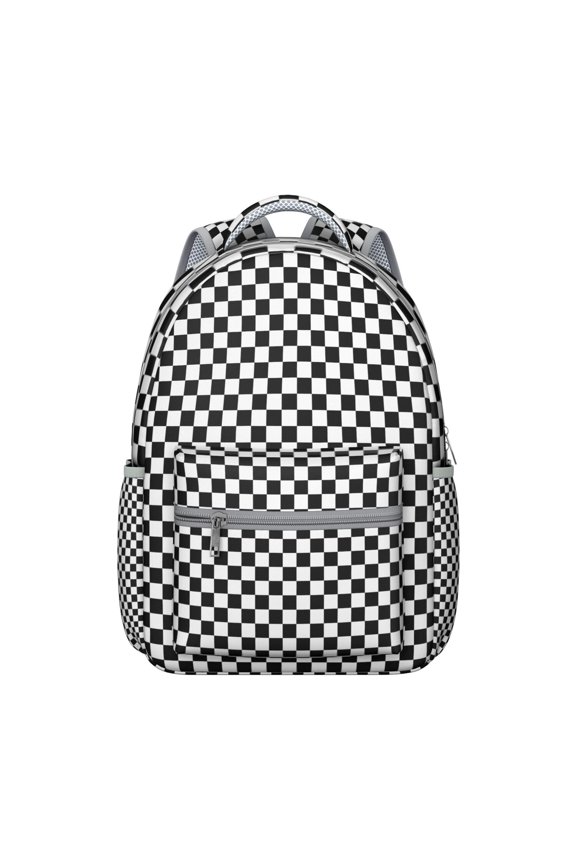 Classic Plaid Backpack Checkered Pattern and Moroccan Print Abstract Style School Bag for Student and Student
