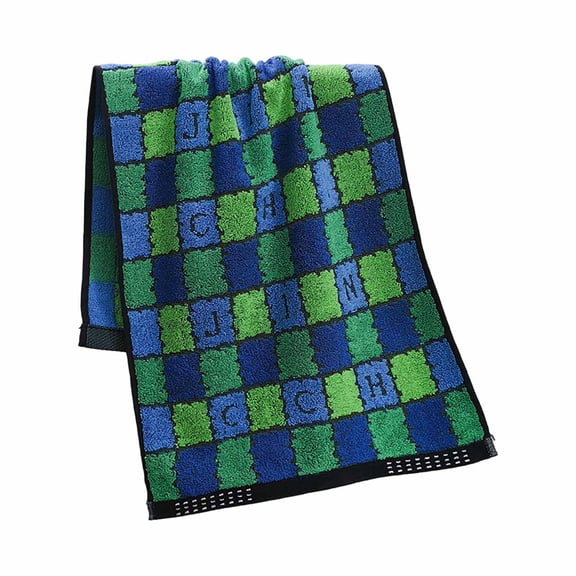 Classic Plaid Cotton Bath Towel, 30 x 13 Inch, Cotton | Light Weight | Soft | Absorbent, Tartan Pattern Bathroom Towel for Home Shower Hotel Daily Use, Blue
