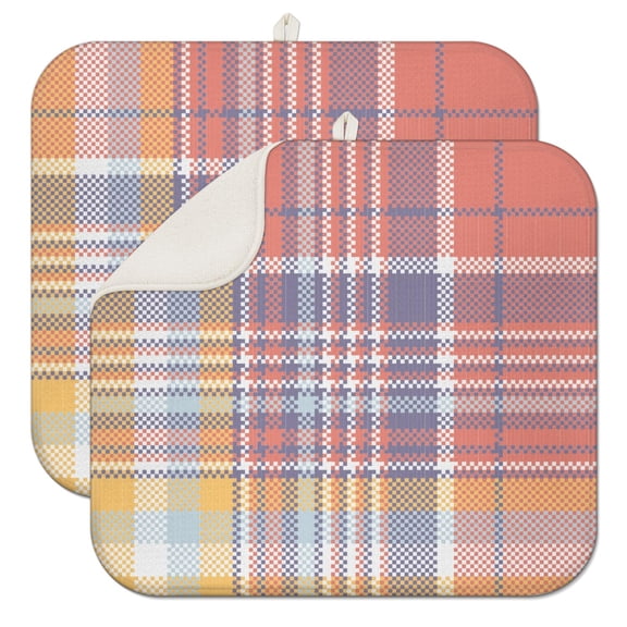 Classic Plaid Dish Drying Mat – Timeless Checkered Design, Versatile Kitchen Accessory
