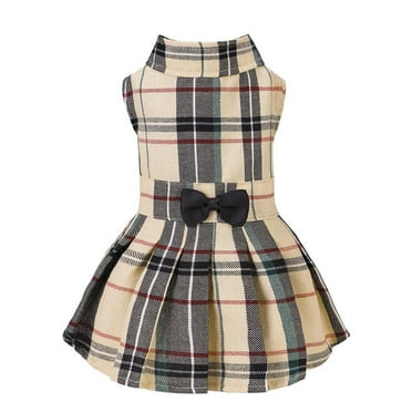 Classic Plaid Dog Dress Cute Puppy Clothes Outfit Small