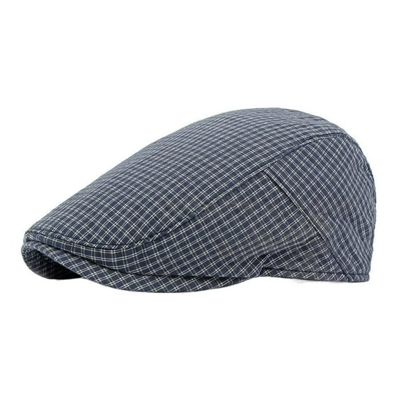 Classic Plaid Flat Cap, Gray Check Pattern