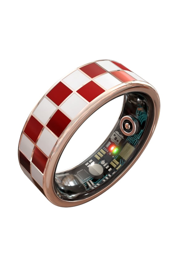 Classic Plaid Health Tracking Ring, Suitable for Both Men and Women, 5ATM Waterproof, Activity/Sleep/Temperature Monitoring, Family Care Mode, Compatible with Android and iOS.