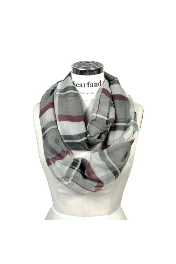 Classic Plaid Infinity Scarf (Gray)