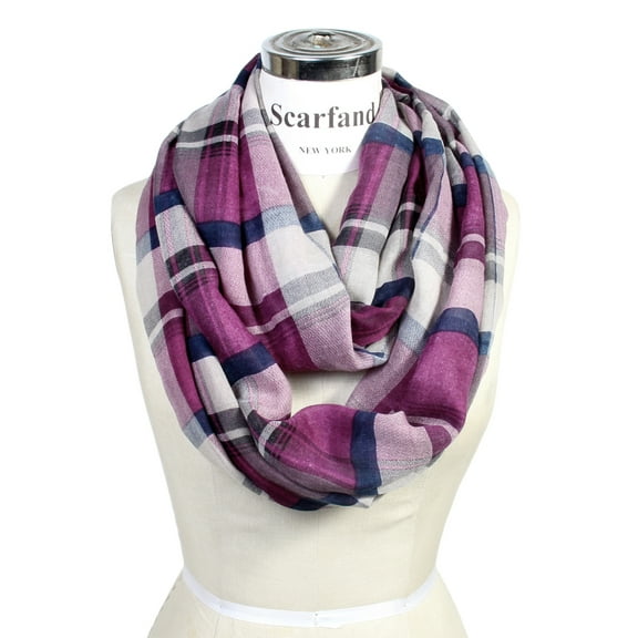 Classic Plaid Infinity Scarf (Purple)