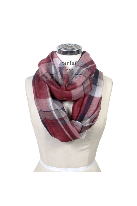 Classic Plaid Infinity Scarf (Red)