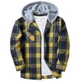 thumbnail image 1 of Classic Plaid Jacket Hoodie, Button Up Flannel Shirt Jackets for Men with Hood, Long Sleeve Hooded Plaid Shackets (3X-Large, Navy), 1 of 3