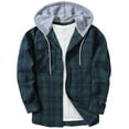 thumbnail image 1 of Classic Plaid Jacket Hoodie, Button Up Flannel Shirt Jackets for Men with Hood, Long Sleeve Hooded Plaid Shackets (Large, Green), 1 of 3