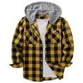 thumbnail image 1 of Classic Plaid Jacket Hoodie, Button Up Flannel Shirt Jackets for Men with Hood, Long Sleeve Hooded Plaid Shackets (Large, Yellow), 1 of 4